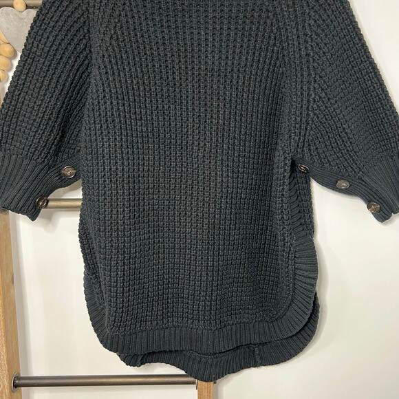 J Crew Black 3/4 Sleeve Chunky Knit Turtleneck Sweater Size Medium Large - Picture 3 of 8